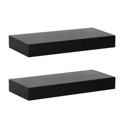 Black Wood 2-pc. Floating Shelves, 18 in.