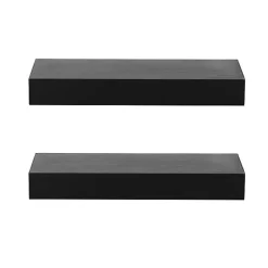 Black Wood 2-pc. Floating Shelves, 18 in.