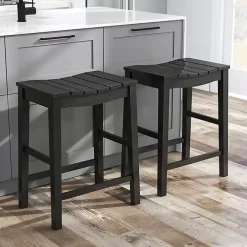 Black Wood Whitcombe Counter Stools, Set of 2