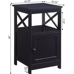 Black Wood X Sides Storage Accent Table