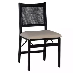 Black Woven Cane Foldable Dining Chair