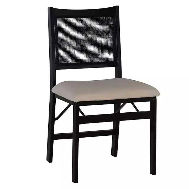 Black Woven Cane Foldable Dining Chair