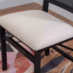 Black Woven Cane Foldable Dining Chair