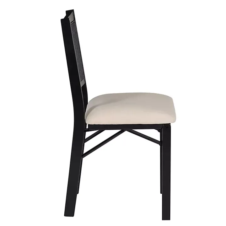 Black Woven Cane Foldable Dining Chair