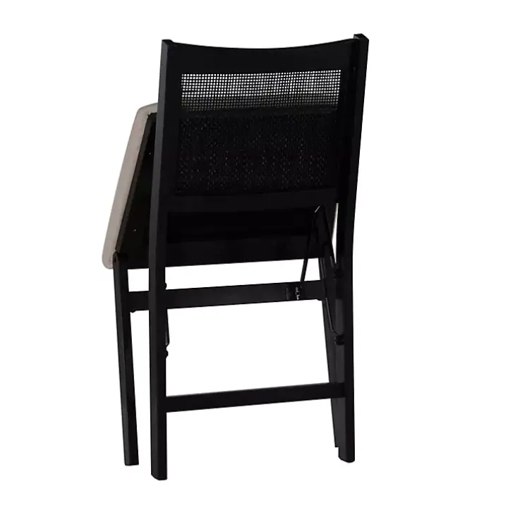 Black Woven Cane Foldable Dining Chair