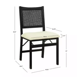 Black Woven Cane Foldable Dining Chair