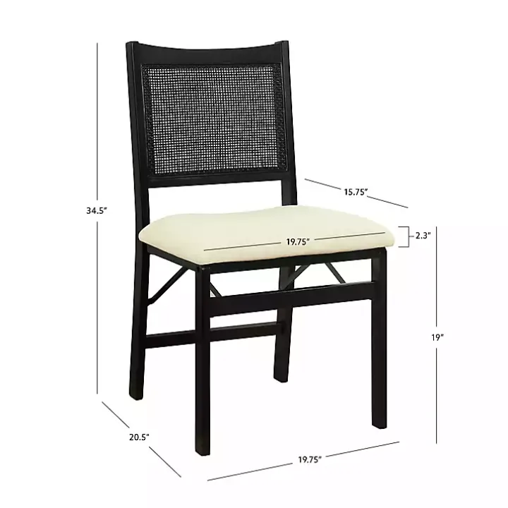 Black Woven Cane Foldable Dining Chair