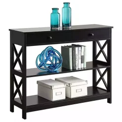Black X-Frame 2-Shelf Console Table