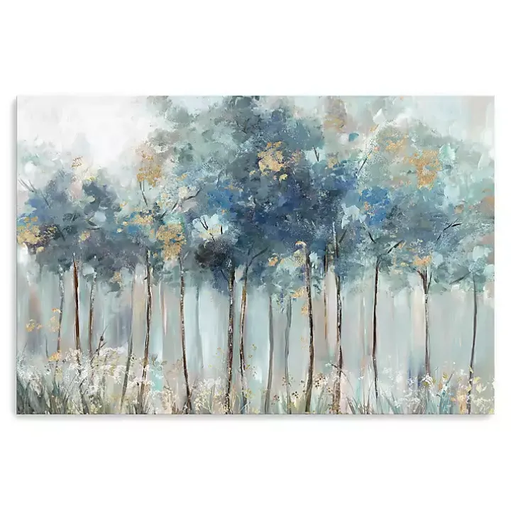 Blue & Gold Forest Canvas Art Print
