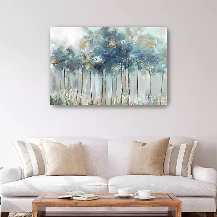 Blue & Gold Forest Canvas Art Print