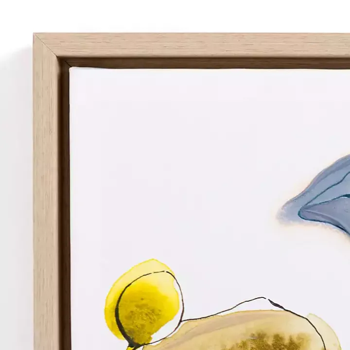 Blue & Yellow Stems Framed Canvas Prints, Set of 3