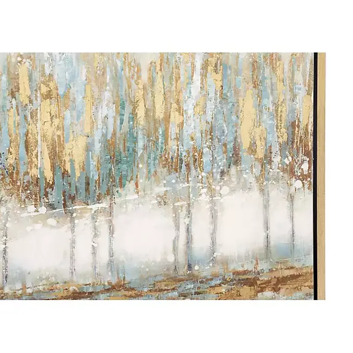 Blue Abstract Trees Framed Canvas Art Print