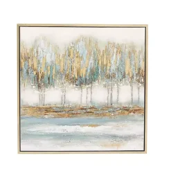 Blue Abstract Trees Framed Canvas Art Print