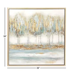 Blue Abstract Trees Framed Canvas Art Print