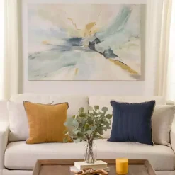Blue and Gold Abstract Canvas Art Print, 48x32 in.