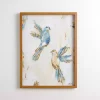 Blue and Gold Birds Framed Art Print