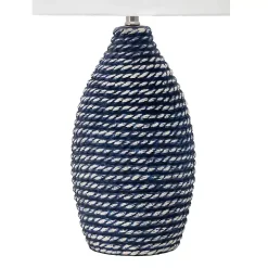 Blue and White Ceramic Faux Rope Table Lamp