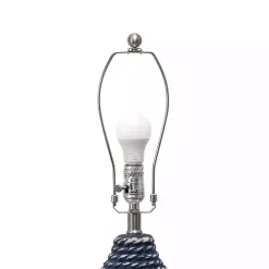 Blue and White Ceramic Faux Rope Table Lamp