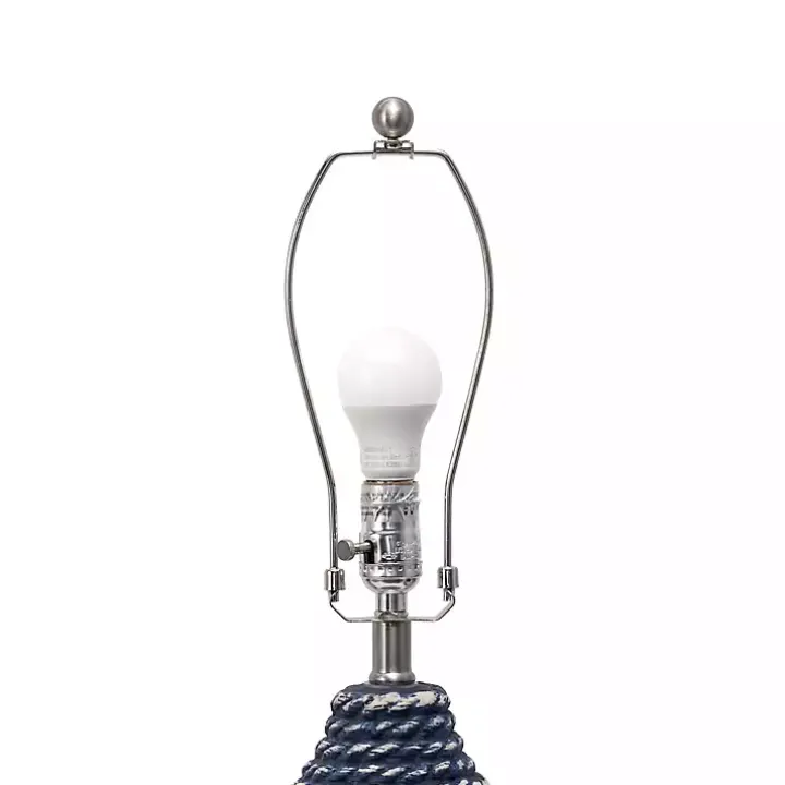 Blue and White Ceramic Faux Rope Table Lamp