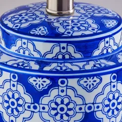 Blue and White Ceramic Table Lamps, Set of 2