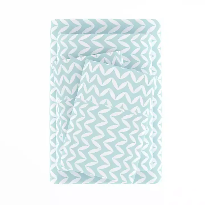 Blue and White Chevron 3-pc. Twin Sheet Set