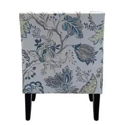 Blue and Yellow Floral Upholstered Accent Chair