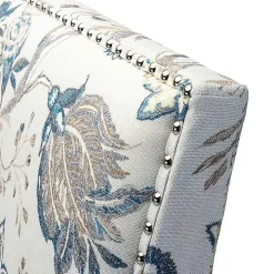 Blue and Yellow Floral Upholstered Accent Chair