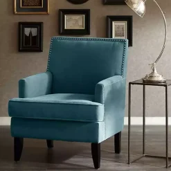 Blue Carlton Accent Chair with Nailhead Trim