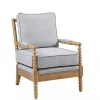 Blue Cushion Beaded Wood Frame Accent Chair