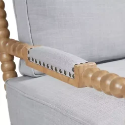 Blue Cushion Beaded Wood Frame Accent Chair