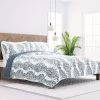 Blue Damask Reversible 3-pc. King Quilt Set