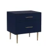 Blue 2-Drawer Nightstand with Gold Hardware