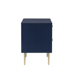 Blue 2-Drawer Nightstand with Gold Hardware