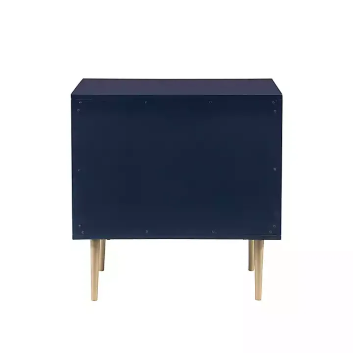 Blue 2-Drawer Nightstand with Gold Hardware