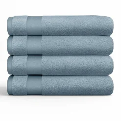 Blue Essential Cotton Bath Towels, Set of 4