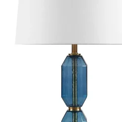 Blue Faceted Glass Table Lamp