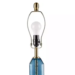Blue Faceted Glass Table Lamp