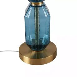 Blue Faceted Glass Table Lamp