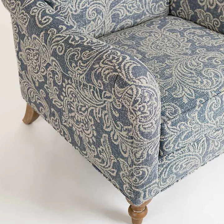 Blue Floral English Armchair