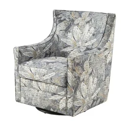 Blue Floral Swivel Mica Glider Accent Chair