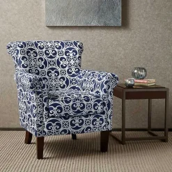 Blue Fretwork Accent Club Chair