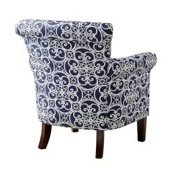Blue Fretwork Accent Club Chair