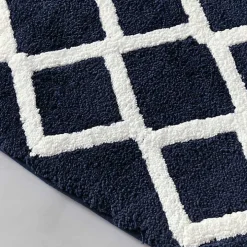 Blue Geometric Pattern Reversible Bath Mat, 60 in.