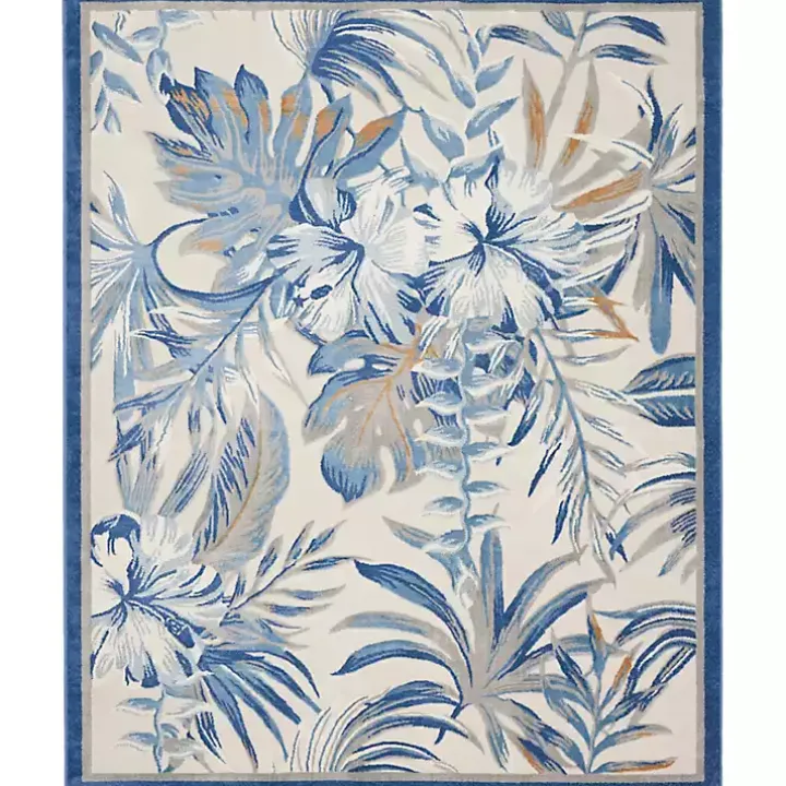 Blue Grand Leaf Coastal Area Rug, 7x9