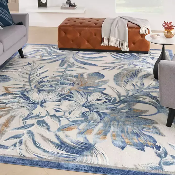 Blue Grand Leaf Coastal Area Rug, 7x9