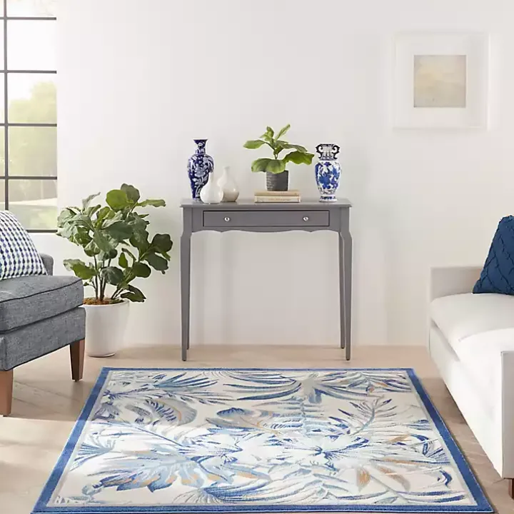 Blue Grand Leaf Coastal Area Rug, 5x7