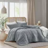 Blue Gray Pleated Grid 3-pc. King Comforter Set