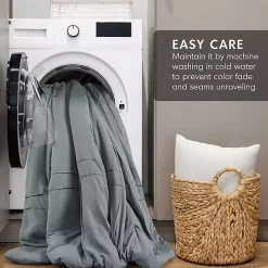 Blue Gray Pleated Grid 3-pc. Queen Comforter Set