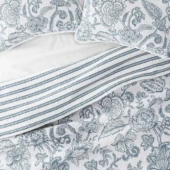 Blue Jacobean Reversible 3-pc. Queen Quilt Set