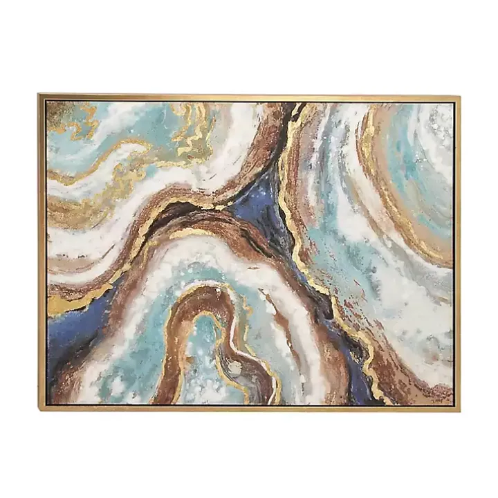 Blue Marbling Agate Framed Canvas Art Print